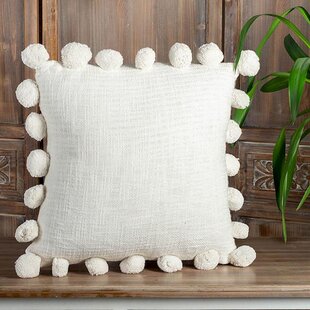 Bror Pom-Poms Throw Pillow (Set of 4) Dakota Fields Fill Material: Pillow Cover Only - No Insert, Color: Dark Blue, Size: 18 x 18