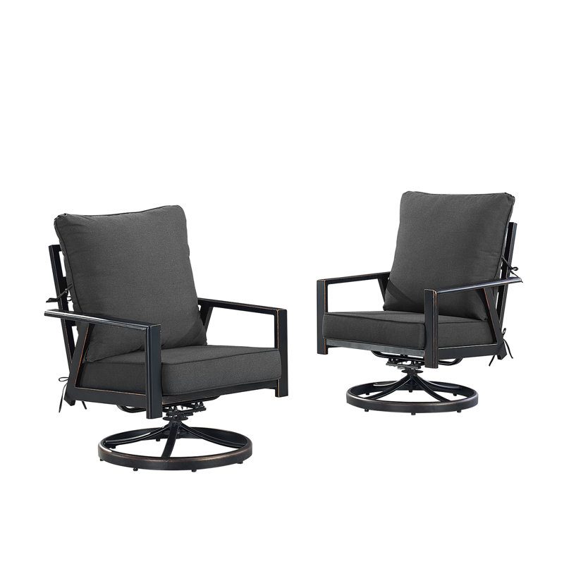 Lux Outdoor Swivel Lounge Chair, Black