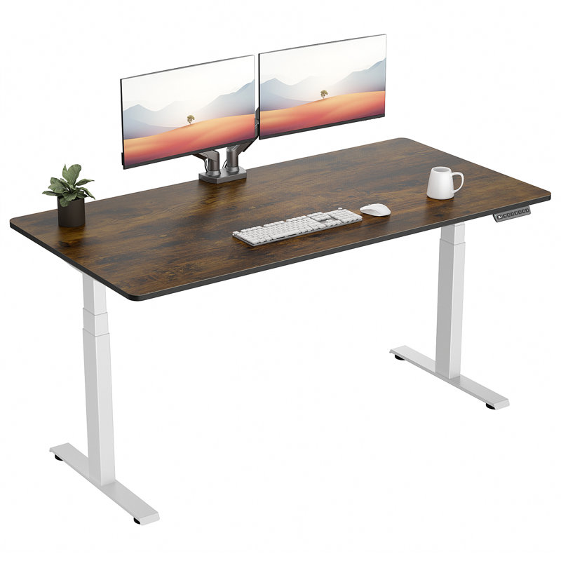  Bureau debout de qualité supérieure, Brun, H 49,3 po x l 59 po x P 30 po, Blanc