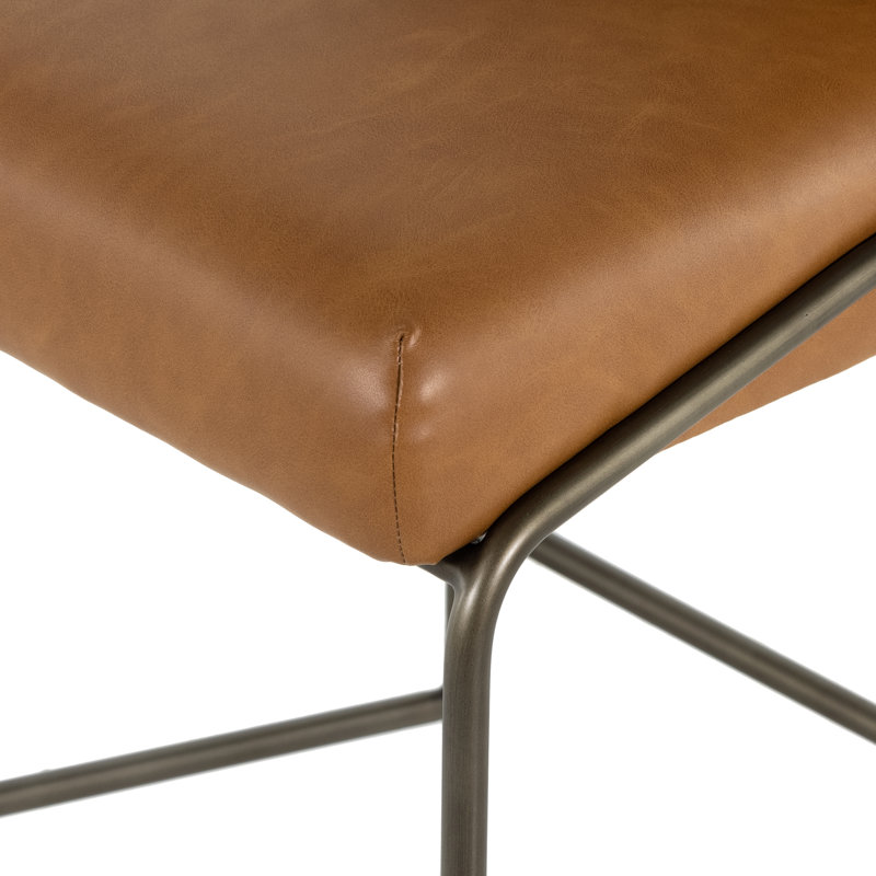 Astrud Upholstered Stool with Metal Frame, Faux Leather Butterscotch/Camel, Counter Stool (25" Seat Height)