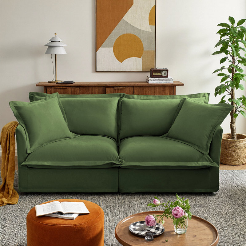 Canapé moderne à 2 places avec housse - Canapé en chenille simple avec housse amovible, canapé confortable pour petit espace, appartement ou salon