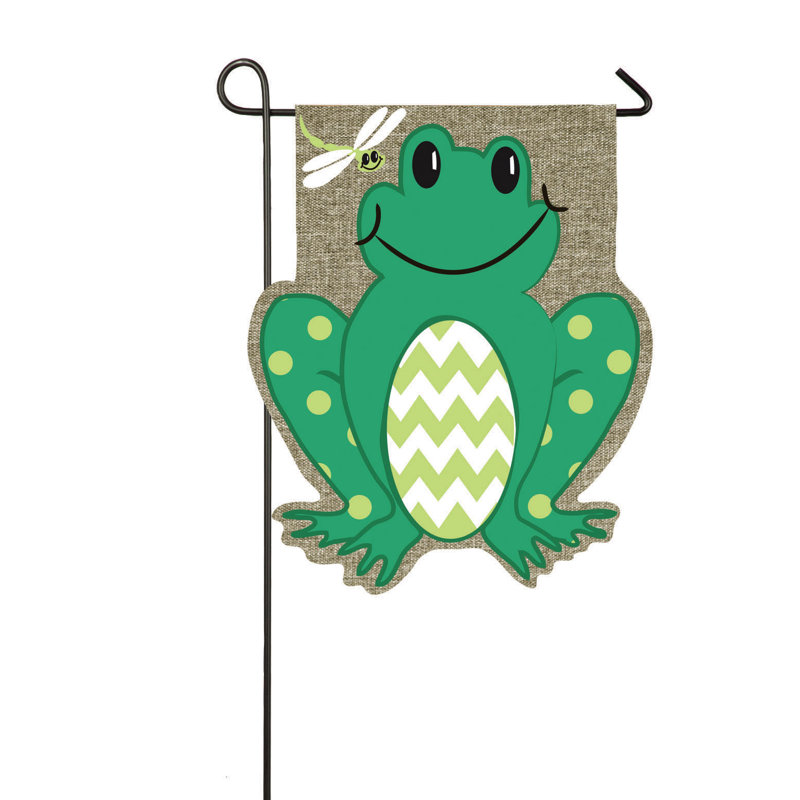 Drapeau de jardin en toile de jute 18 x 13 po Frog