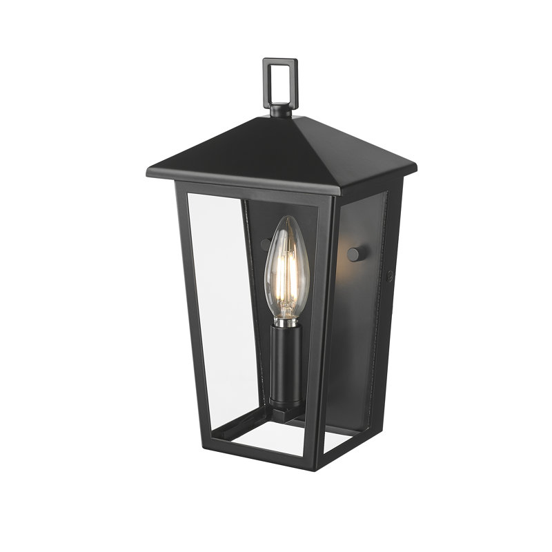 Cardona 1-Light Outdoor Wall Sconce - Powder Coated Black, 11" H x 6.25" W x 4.5" D