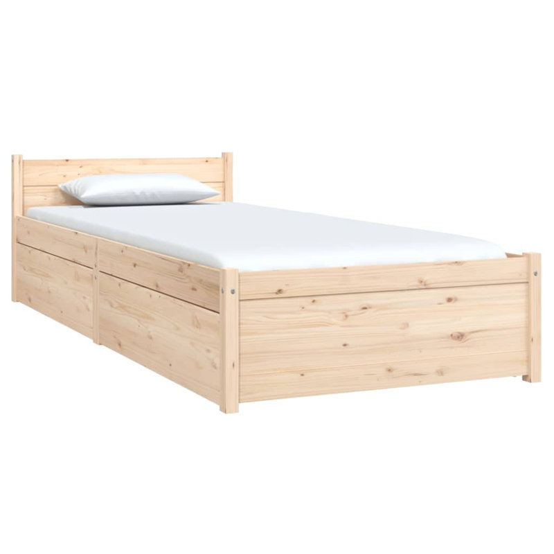 Bed Frame with Drawers, Small Single (2'6), Beige