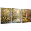 Autumn Birch Forest Stream Scenery - Ensemble de 3 impressions sur toiles tendues avec châssis de qualité supérieure-1287661479