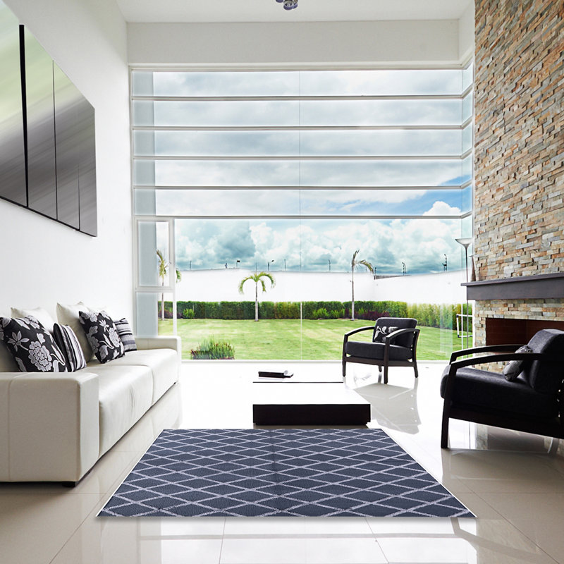 Tapis oriental bleu marine Luken, Carré 4 pi