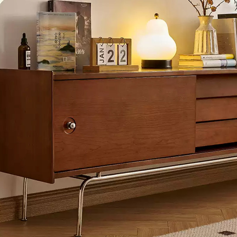 Retro-style solid wood TV cabinet, 21.65"H x 82.67"L x 15.74"W