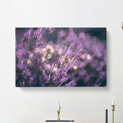 Purple Lavender In Abstract - Wrapped Canvas Painting
