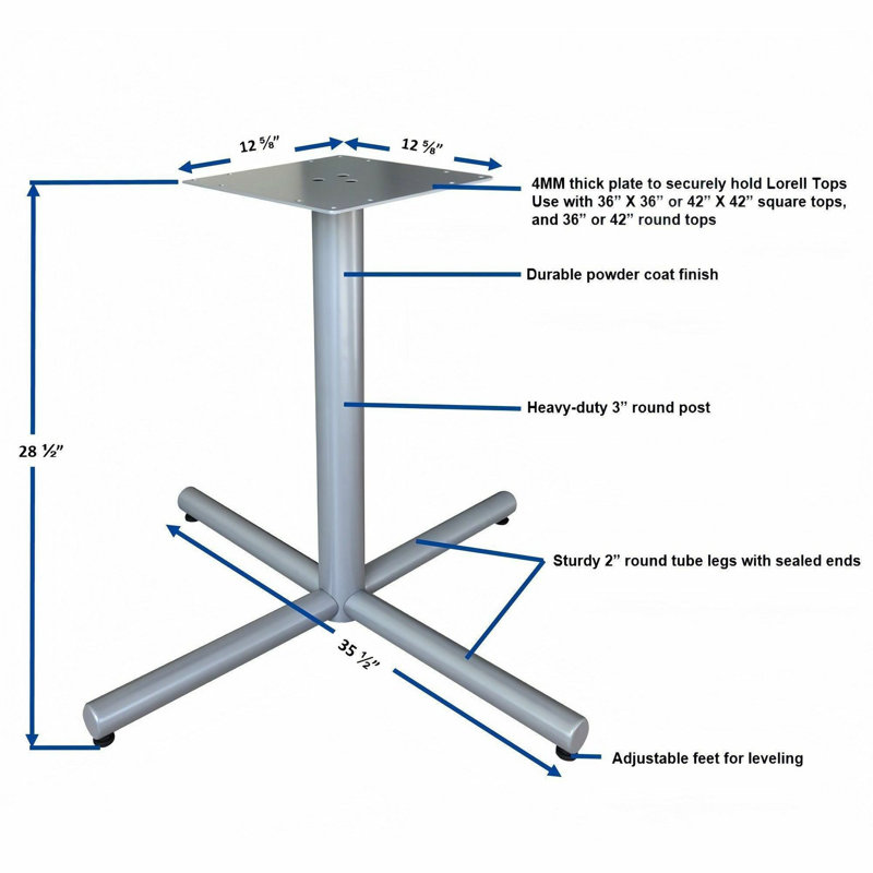 Base de table d'hôtellerie / conférence X, Argent argent, H 30 po x l 45 po x P 45 po