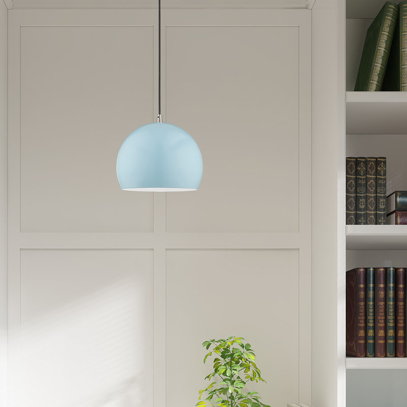 Luminaire suspendu en forme de dôme à 1 lumière Schultz, Bleu pastel brillant