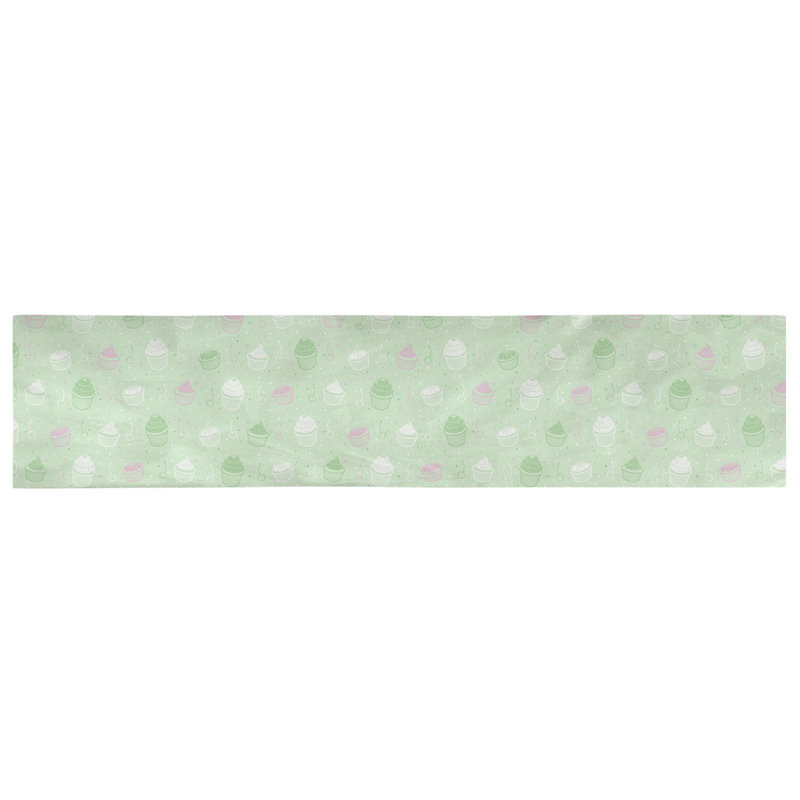 Chemin de table géométrique avicia, 72 po x 16 po, Vert et rose, 100 % coton
