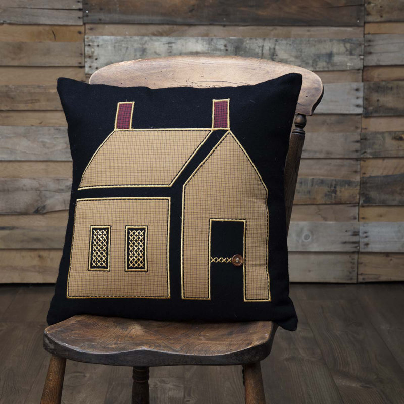 Primitive House Plaid Cotton Blend Reversible Throw Pillow