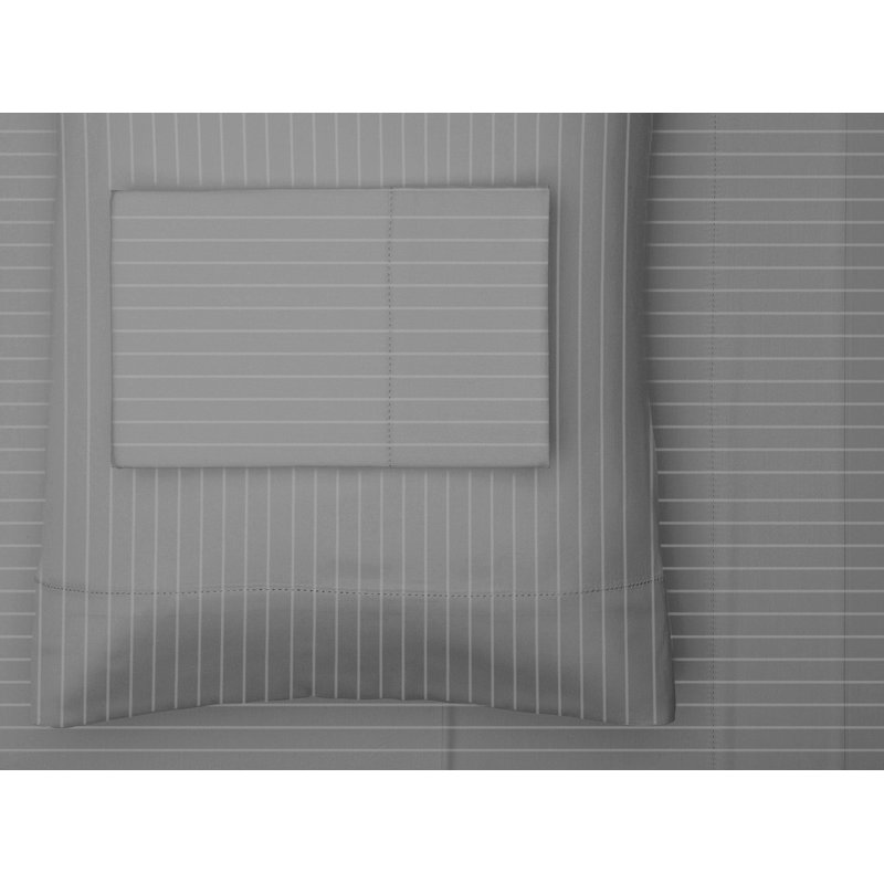 Cotton Blend Twill Striped Sheet Set, King Sheet Set with 2 Pillowcases, White