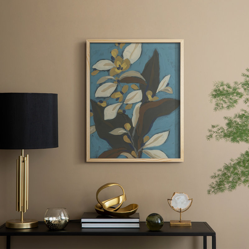 Blue Shadow Garden I, reproduction encadrée - bois massif, H 21 po x l 17 po, Naturel
