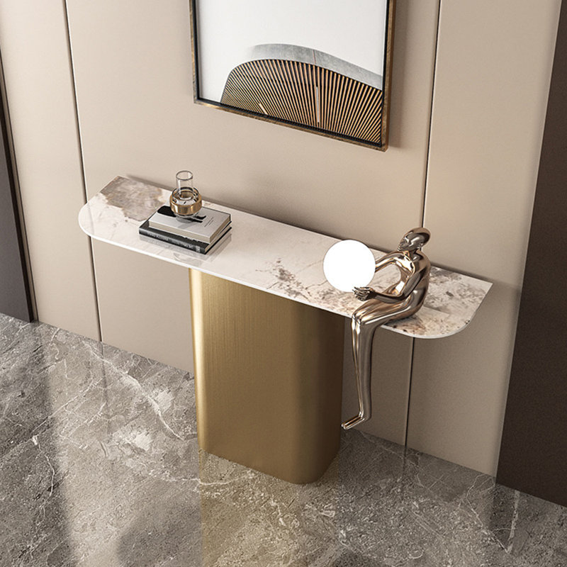 Console de style italien en pierre frittée., 33.4" H x 47.2" W x 13.7" D, Doré