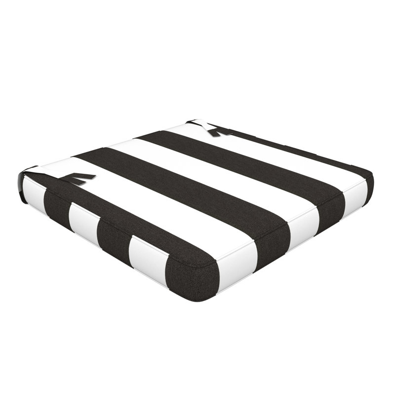 Wayfair Custom Outdoor Dining Chair Cushion With Sunbrella Fabric, 20" W x 20" D, Cabana Classic Black Stripe Sunbrella®