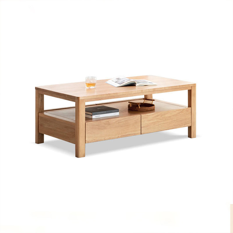 Burlywood Solid Wood Rectangular Coffee Table, 17.72" H x 41.34" L x 21.65" D