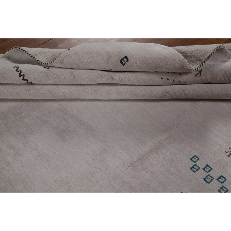 Tapis oriental argenté gris Gabbeh 8 x 10