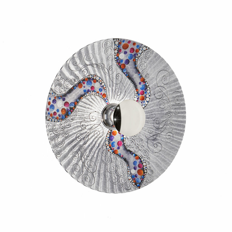 Luna 1 - Light Dimmable Flush Mount, 20cm H x 54cm W x 54cm D, Chrome silver
