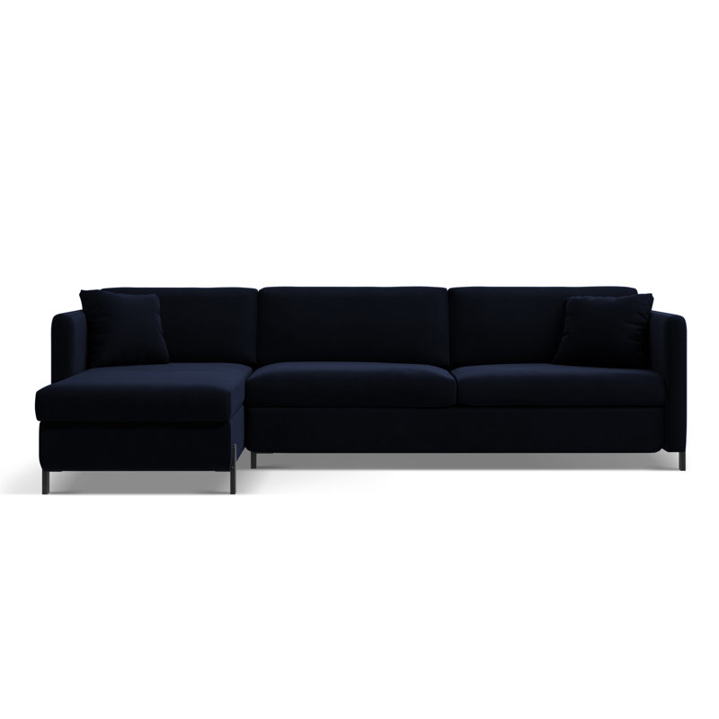 Bejna 3 Seater Velvet Sofa Bed, Left Hand Facing, Royal Blue, 80cm H x 170cm W x 260cm D