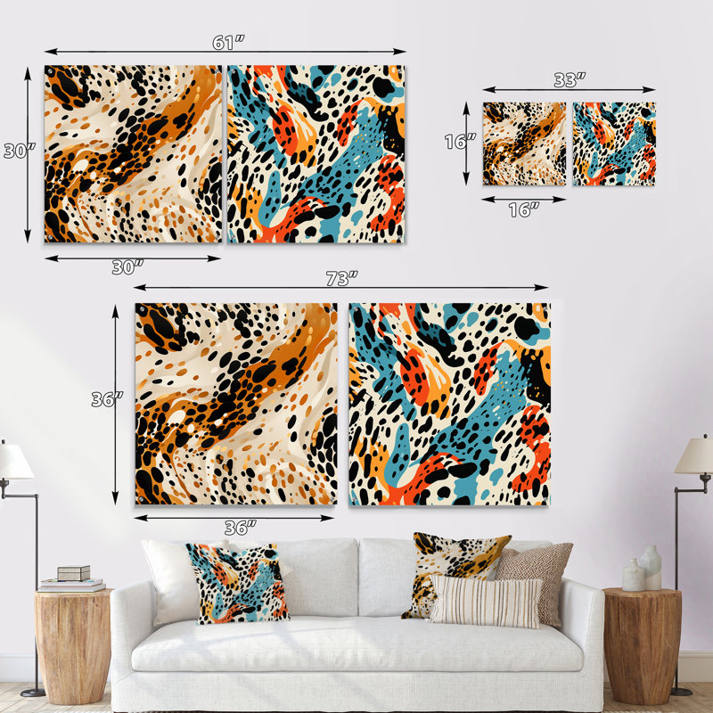 Louann - Ensemble de 2 reproductions d'art abstrait en acrylique sur verre, H 16 po x l 33 po