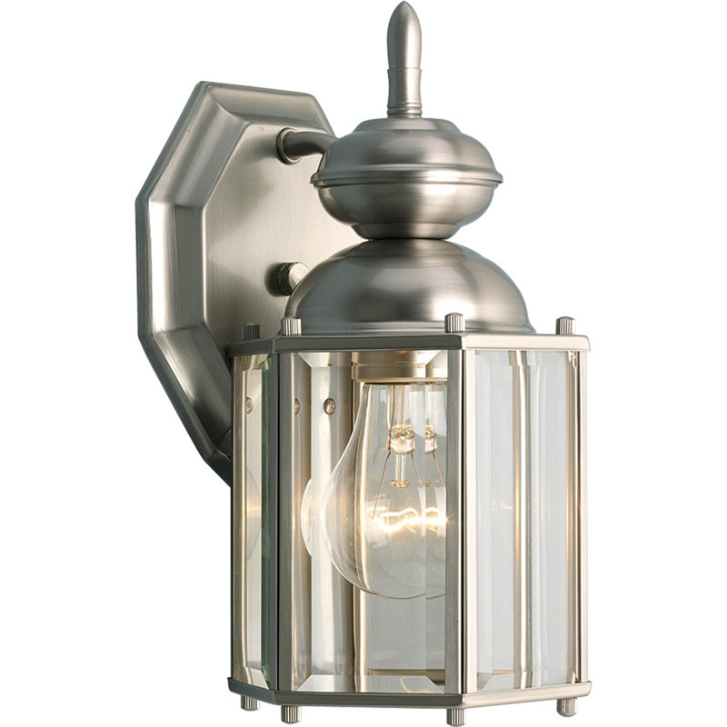 Lanterne murale d'extérieur en verre biseauté H 10,25 po Rawson, Nickel brossé