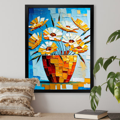 Nature morte avec fleurs blanches sur fond bleu II - reproduction sur toile