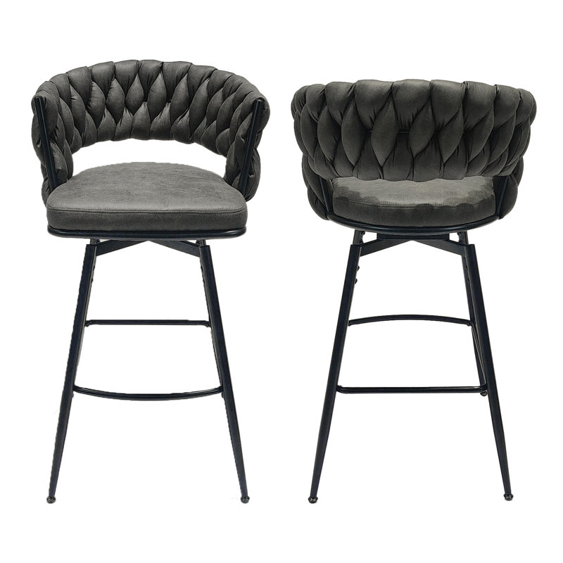 De 2 tabourets de bar en cuir technique brun clair, mouvement pivotant à 360 °, structure, tabouret de comptoir rembourré avec dossier et repose-pieds pour divers espaces 28 po 2, cuir, fonctionnalité, structure, emplacements