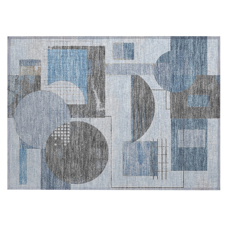 Tapis bleu intérieur / extérieur lavable à la machine Cinead ACN1695, Rectangle 1 pi 8 po x 2 pi 6 po
