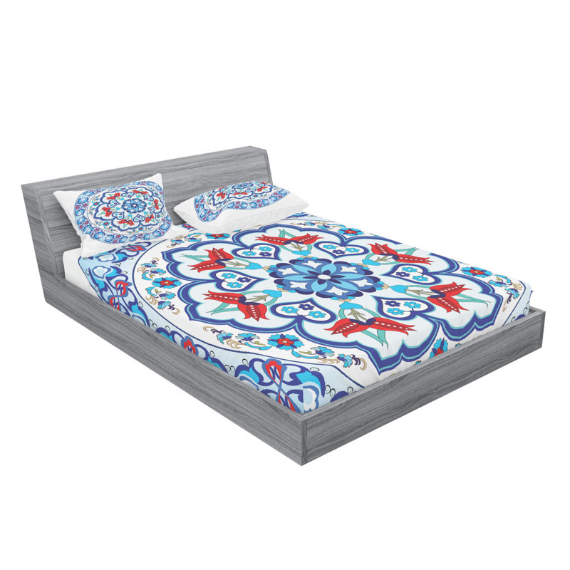 Microfiber Floral Sheet Set, Queen Sheet Set with Fitted Sheet