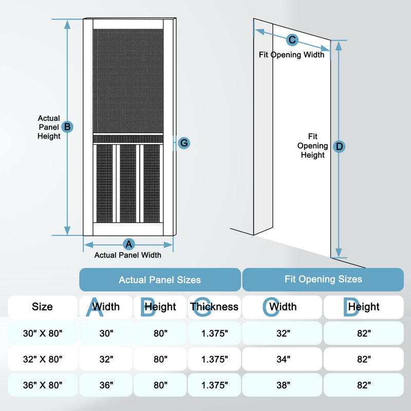 80" Height Solid Pine Screen Door/Easy Install, 80" H x 30" W x 1.4" D