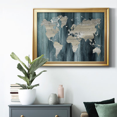 Carte du monde bleu marine - reproduction de cadre photo