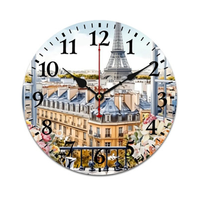 Paris Balcony View Decorative Wall Clock, 12 X 12 Inch