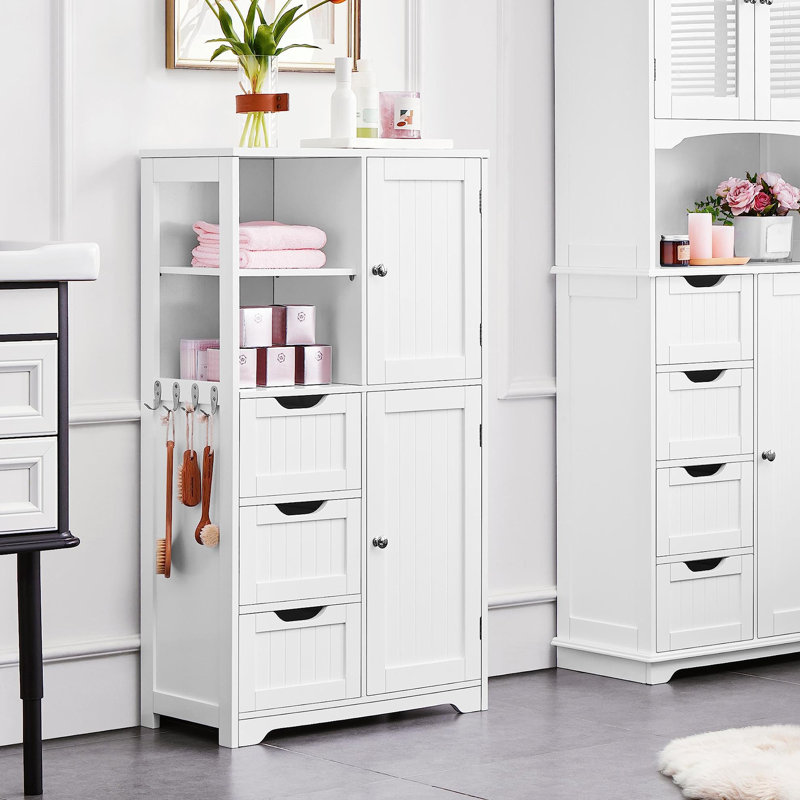 42″ Tall Freestanding Bathroom Storage Cabinet Unit with Open Compartments