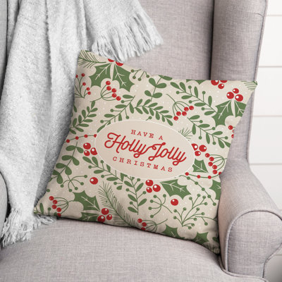  Holly Jolly Floral Throw Pillow