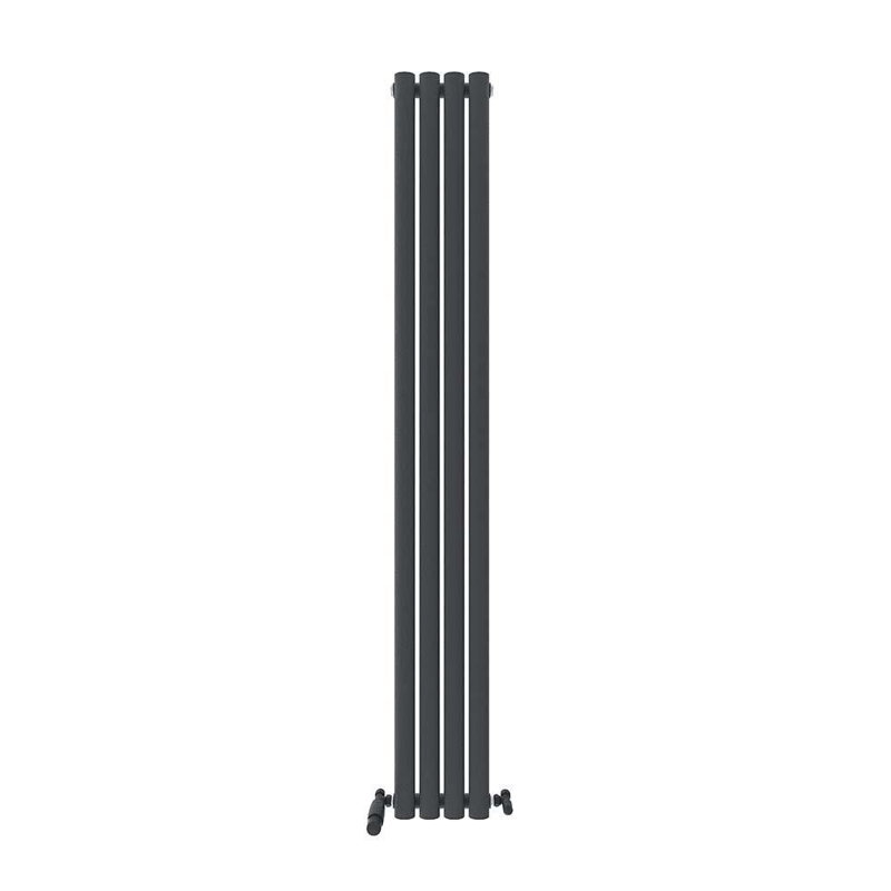 iBathUK Princia Vertical Single Oval Panel Radiator, 1800cm H x 240cm W x 55cm D, Grey