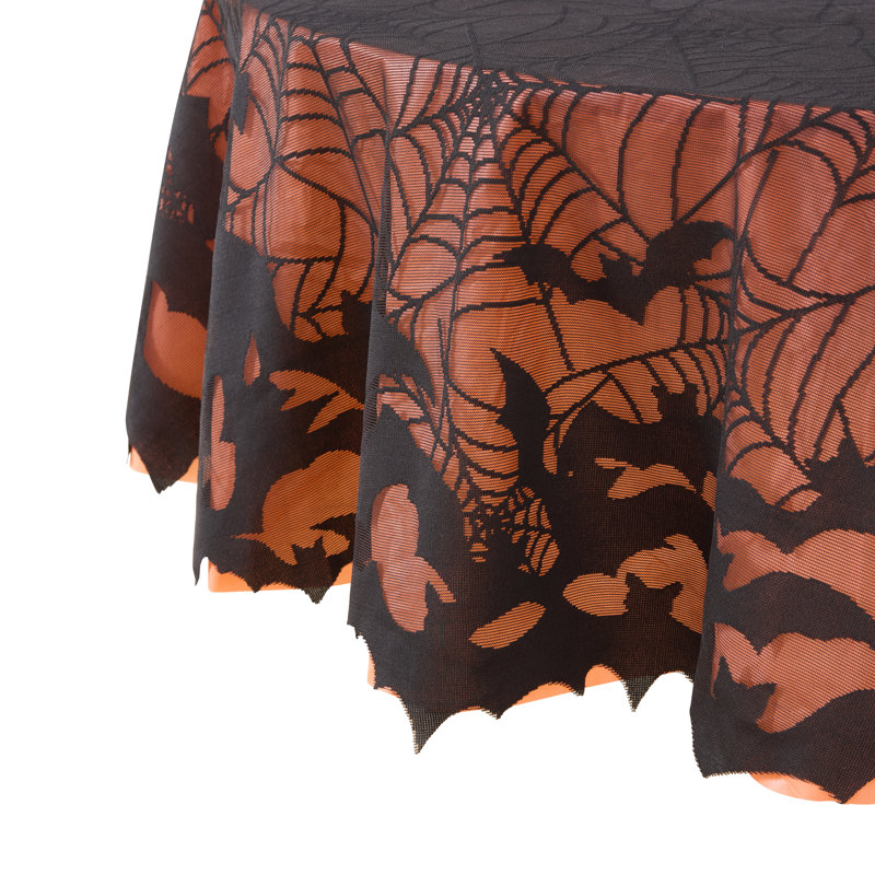 Nappe Bats & Web Lace avec doublure orange, Rond 70 po x L 70 po