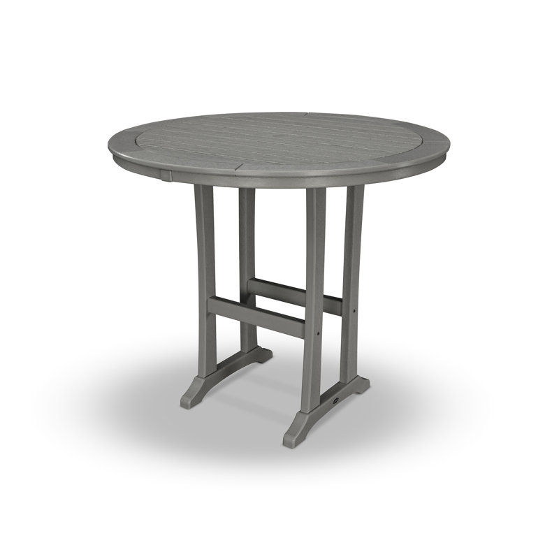 Nautical Trestle  Round Bar Table, Slate Gray, 48" W x 48" L x 42" H
