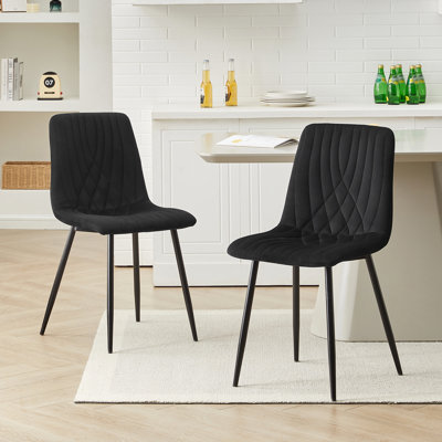 50cm H Velvet Upholstered Metal Side Chair