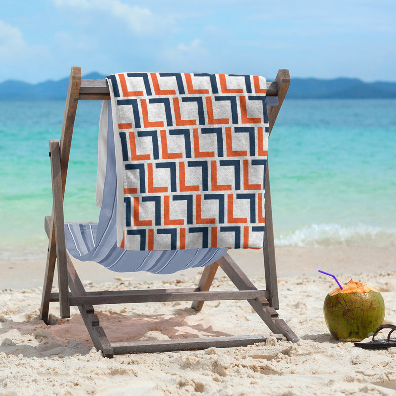 Serviette de plage Seattle, Blanc / orange / bleu