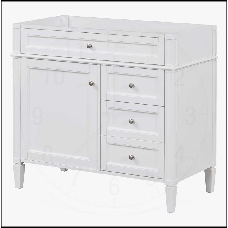 Meuble-lavabo de salle de bain sans lavabo supérieur, H 33 po x l 35,74 po x P 17,87 po, Blanc