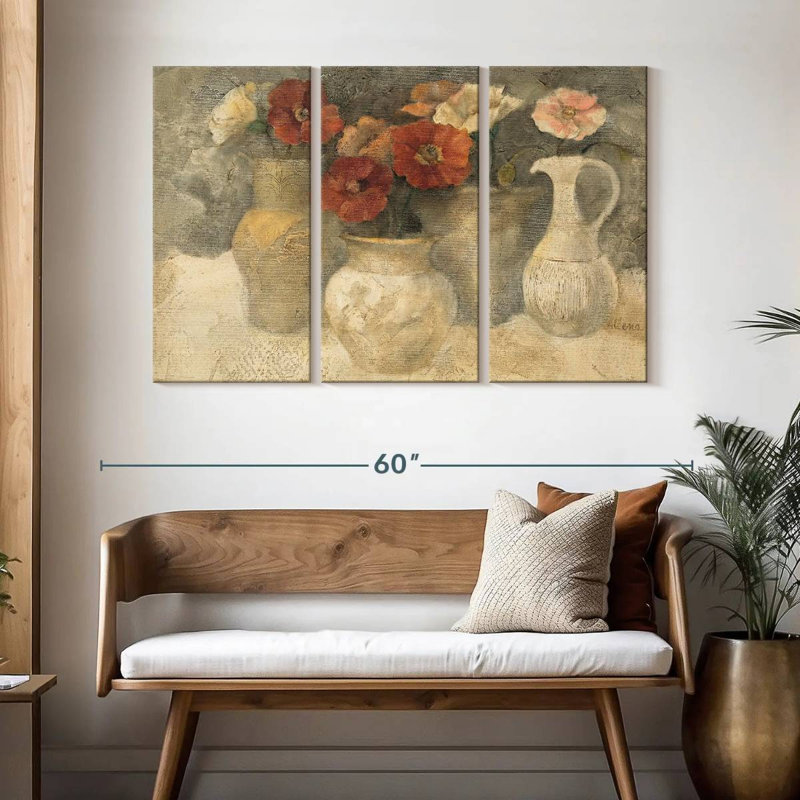 Harnek Poppies In White, 32" H x 50" W