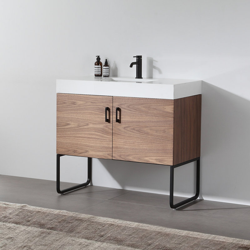 Veemon 36” W Single Vanity, Walnut