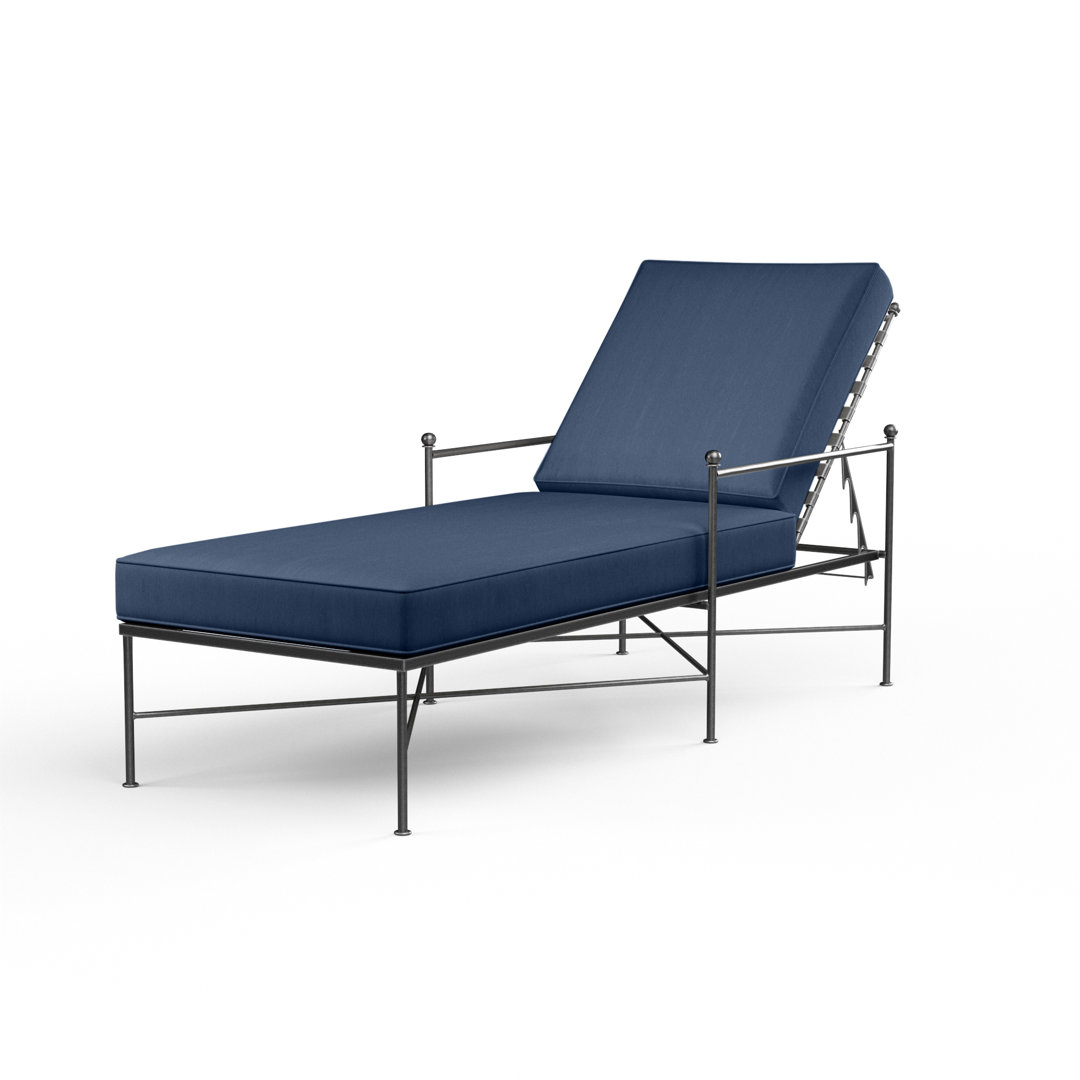 Lucier 80'' Long Reclining Single Chaise with Sunbrella Cushions Birch Lane™ Cushion