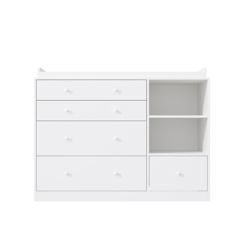 Mamie 5-Drawer White Baby Changing Table Nursery Dresser