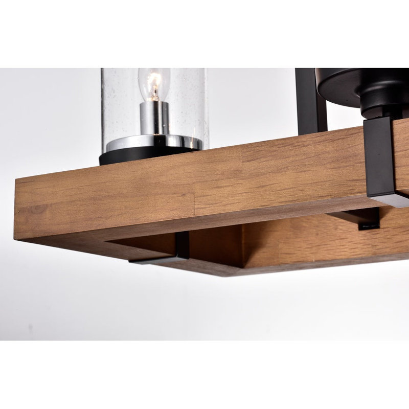 Messer 6 - Light Statement Rectangle Chandelier, Black/Oak