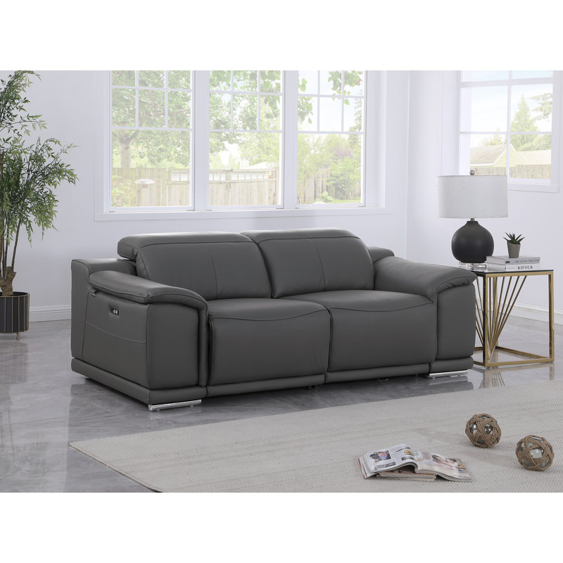 Causeuse en cuir Divanitalia, Gris foncé