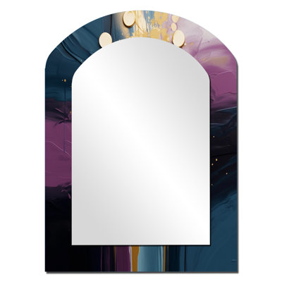 Purple And Blue Realities On Canvas III - Abstract Painting Asymmetrical Mirror, Purple Unique Shape Unique Wall Mirror, Printed Metal Art