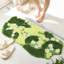 Tapis de bain en mousse, joli tapis de bain vert avec fleurs blanches, 109 x 51 cm