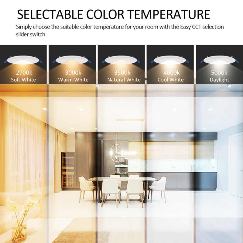 Ensemble d'éclairage encastré 7,17 "ultra mince sélectionnable CCT Remodel IC LED